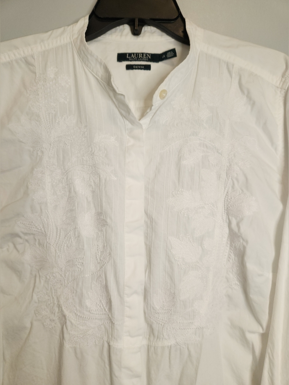 Lauren Ralph Lauren Womens White Embroidered Cotton Shirt Size 1X - Picture 6 of 10